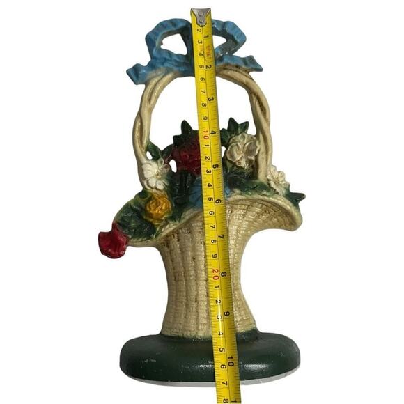 John Wright Donsco Inc Antique Cast Iron French Flower Basket Door Stop Doorstop - Picture 6 of 7